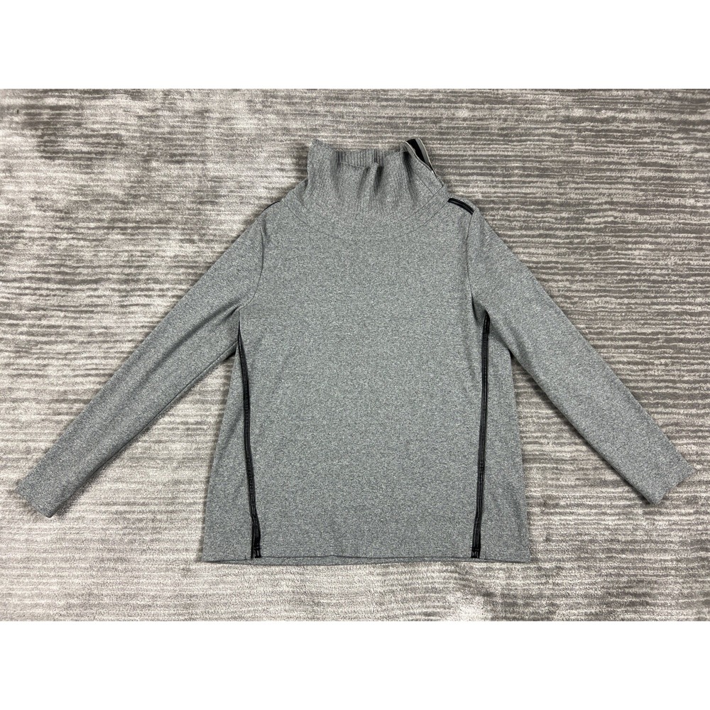 Rafaella Top Women L Gray Turtleneck Side Zipper Long Sleeve Heathered Knit Edgy